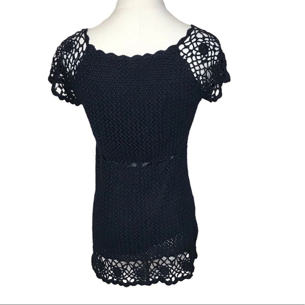 I.N. Studio Black Crochet Lined Top or Beach Cover-Up-NWT-Size Medium